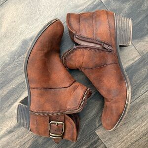 Brown Frye  Ankle Boots with Buckle Detail